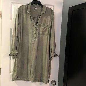 Green light weight old navy shift dress 3/4 button up size xxl long sleeve